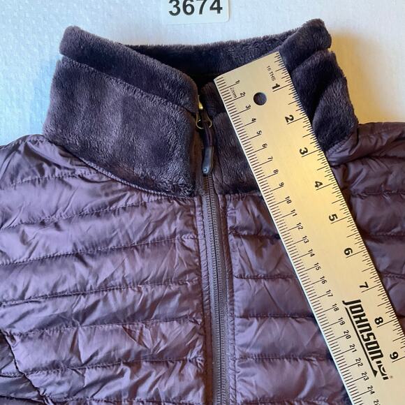 32 Degrees Heat Women Fluffy Jacket size M Faux Fur Mix Feather Stuffed Wine Red - Picture 10 of 11